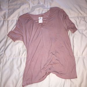 Blush POL shirt with cross cross detail